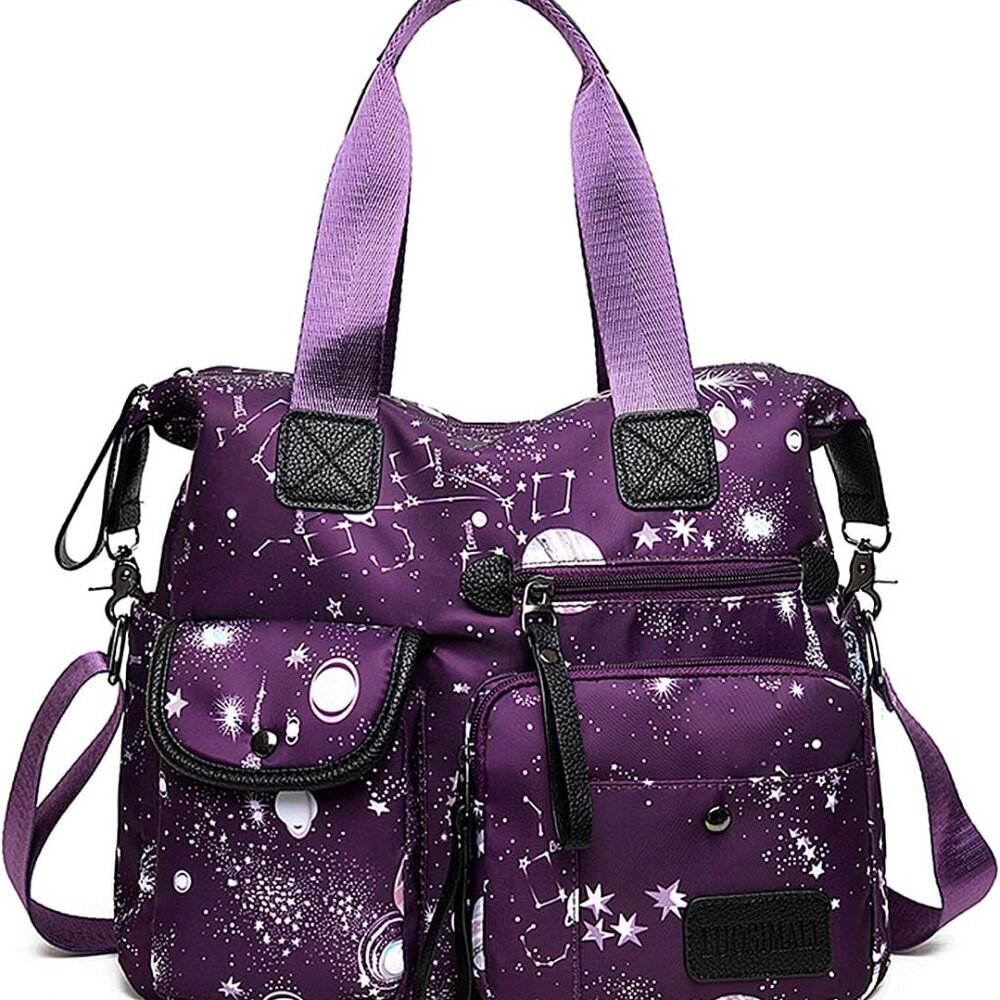 Women Tote Bag Nylon Large Multi Pockets Shoulder Handbag Work Travel